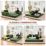 Liiwepo 79" Convertible Sofa Bed, 5-in-1Boneless Couch for Living Room with 2 Pillows Corduroy Folding Sleeper Sofa Bed, Boneless Cloud Loveseat Futon Sofa Bed for Living Room Bedroom Lounge, Green Liiwepo