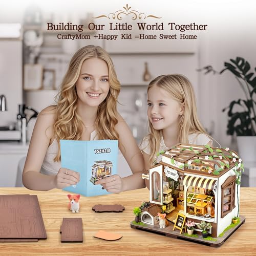 DIY Miniature House Kit- Miniature House Kit Adults Pet Shop Tiny House Kit Tiny Home Kit Birthday Gifts 3D Wooden Puzzle Home Decoration, Book Nook Kit for Adults Dollhouse Booknook