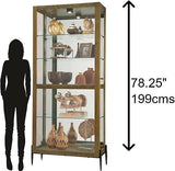 Howard Miller Ignarro Curio Cabinet II, Portable Storage Cabinets for Collectibles, Home Decor Or Office with Brown Finish, LED Light Glass Shelves & Illuminated Locking Slide Door - Iron Leg Howard Miller