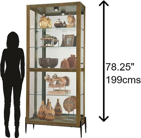 Howard Miller Ignarro Curio Cabinet II, Portable Storage Cabinets for Collectibles, Home Decor Or Office with Brown Finish, LED Light Glass Shelves & Illuminated Locking Slide Door - Iron Leg Howard Miller