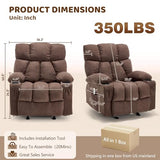 Massage Rocking Recliner Chair, Ergonomic Recliners Sofa with Vibration Massage & Heat, Rocking Chair Nursery Chair for Living Room Lounge with 4 Pockets, 2 Cup Holders, Brown