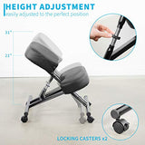 Ergonomic Kneeling Chair, Adjustable Stool for Home and Office - Improve Your Posture with an Angled Seat - Thick Comfortable Moulded Foam Cushions - Brake Casters DRAGONN