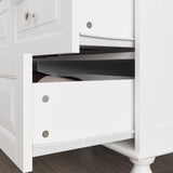 FUNISIR 3 Doors Bedroom Closet, Wood Armoire with Mirror, Clothes Hanging Rail, 4 Storage Shelves and 5 Drawers, 47" Wide Bedroom Storage Unit Wardrobe, Traditional White(70.9" H) FUNISIR