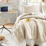 Comfort Spaces Twin/Twin XL Comforter Set for College Tufted Boho Dorm Comforter Set Twin XL Size, All Season Lightweight Bedding Set Soft, Matching Sham Beige 2 Piece Comfort Spaces