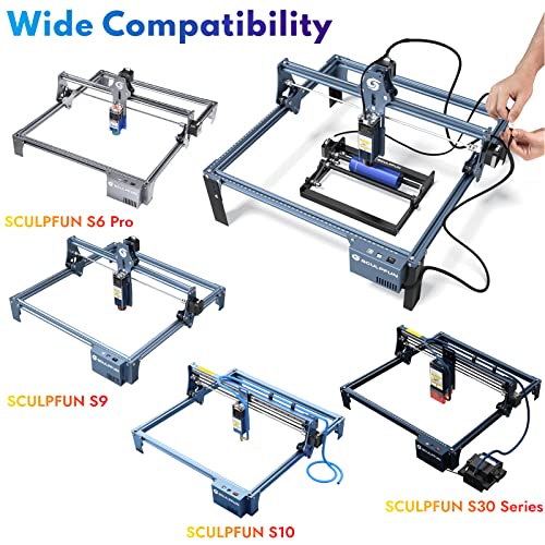 SCULPFUN Laser Rotary Roller, Rotation Auxiliary Kit for Laser Engraver, 360° Auto Rotating Roller for Engraving Cylindrical Objects, Shape Like Bottle Can Pen Cups Lipstick, with 4 Raise Feet SCULPFUN