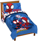 Jay Franco Marvel Spidey and His Amazing Friends Team Spidey 4 Piece Toddler Size Bed Set – Super Soft Microfiber - Includes Comforter & Sheet Set Bedding (Official Marvel Product) Jay Franco