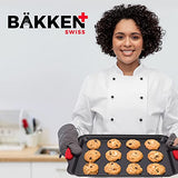 Baking Pan Set – 3 Piece Cookie Sheet – Deluxe Black Non-Stick Carbon Steel – Silicone Handles – Commercial Grade Restaurant Quality – PFOA PFOS and PTFE Free by Bakken BAKKENMASTER