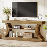 Tribesigns 70.9-Inch Long Farmhouse Entryway Console Table with Storage, 3-Tier Wooden Couch Table Behind Sofa, for Entry, Entrance, Hallway, Foyer, Living Room, Rustic Brown Tribesigns