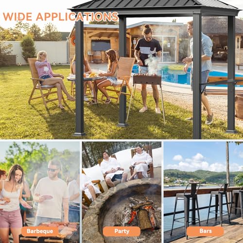 Modern Shade Grill Gazebo 6' X 8', Aluminum BBQ Gazebos with Shelves and Paper Towel Holder, Grill Canopy with Galvanized Steel Roof, Grill Gazebo with USB and USB-C charging ports for Patio Modern Shade Outdoor Living Spaces