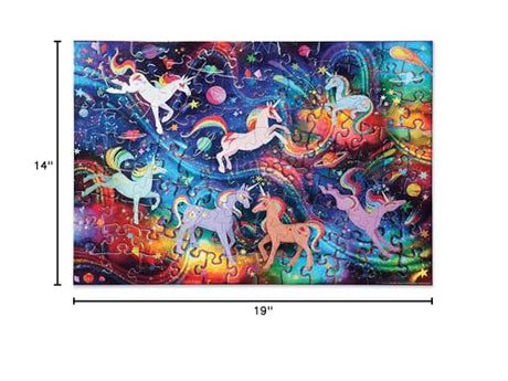 Crocodile Creek 100-Piece Jigsaw Puzzle for Kids Ages 5 and Up - Fun and Educational Table or Floor Holographic Foil Puzzle - Heavy-Duty Box for Storage - Unicorn Galaxy - 24" x 18" Finished Crocodile Creek