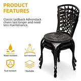 DWVO Outdoor Cast Aluminum Outdoor Chairs Set of 2, All-Weather Patio Dining Chair with Adjustable Feet for Balcony, Backyard, Deck, Garden, Hammered Bronze DWVO