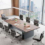 8FT Conference Table for 8–10 People, 1.65" Thick Top Boardroom Meeting Table with Cable Management Grommet, Modern Walnut Office Conference Room Table SNKBOAT