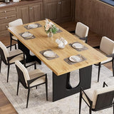 71" Long Dining Table for 6-10 People - Kitchen Table with Extra Thickened Tabletop & Heavy Duty Base Legs, Modern Rectangular Dinner Table for Kitchen, Conference Room, Home, Natural + Black Garvee