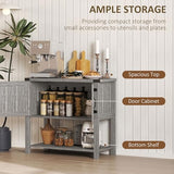 HOMCOM Farmhouse Double Door Coffee Bar Cabinet, Console Table, Sideboard Buffet Cabinet with Bottom Shelf for Entryway, Living Room, Stone Gray HOMCOM
