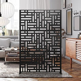 Elevens Metal Outdoor Privacy Screen, Freestanding Outdoor Divider Decorative Privacy Fence Screen, Fence Panels for Balcony Patio,72‘’H×47‘’W (Black-Retangle) Elevens