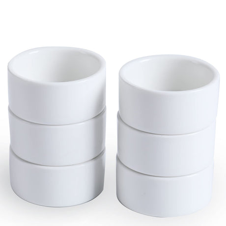 1oz Mini Porcelain Ramekins Set of 6,Small Ceramics Souffle Dish, 30ml White HAOTOP