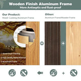 MELLCOM 12' X 20' Hardtop Gazebo, Wooden Finish Coated Aluminum Frame Gazebo with Galvanized Steel Double Roof, Brown Metal Gazebo with Curtains and MELLCOM