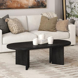 Henn&Hart 48" Wide Oval Coffee Table in Black Grain, for Home, Living Room, Bedroom, Entertainment or Office Henn&Hart