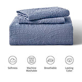 Love's cabin King Size Quilt Set Blue Bedspreads - Soft Bed Summer Lightweight Bedspread Comforter - Modern Style Coin Pattern Coverlet for All Season - 3 Pieces (1 Quilt, 2 Pillow Shams) Love's cabin