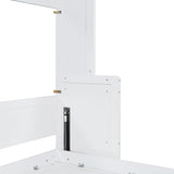 Virubi Queen Horizontal Hideaway Murphy Bed with Desk,Wood Fold Up Murphy Wall Bed for Adult,Guest Room Living Room (White,Queen) Virubi