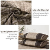 Dinjoy Queen Quilt Set Taupe, Striped Bedspread Queen Size Brown Bedding Sets 3 Pieces Micofiber Lightweight Quilts with 2 Pillow Shams Coverlet Bed Sets for Women Men 96''x90'' Dinjoy