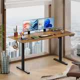 DEVAISE 63 x 28 Inches Electric Standing Desk, 3 Adjustable Height Stand up Desk for Home Office, Ergonomic Sit to Stand Desk with LED Touchscreen, Hook, 3 Memory Preset Computer Desk (Rustic Brown) DEVAISE