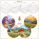 BEUNITONE 4 Pack Beginner Embroidery Kit for Adults, Fairy Tale Nature Landscape Pre-Stamped Pattern Needlepoint Kits with Hoop, Tools & Instruction, Hand Embroidery Kits for Fabric and Home Decor