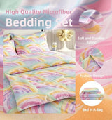 SDY 7PCS Rainbow Bedding Set Queen Bed in A Bag Set 7 Piece Mermaid Bedding for Kids,Boys and Girls with Rainbow Comforter Queen and Mermaid Sheets SDY