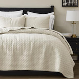 palassio Beige 100% Cotton Quilt King Size Bedding Sets with 2 Pillow Shams, Textured Lightweight Soft Bedspread Shabby Chic Coverlet, Neutral Quilted Comforter Bed Cover for All Season, 3 Pieces palassio