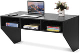 Giantex Wall Mounted Desk Floating Computer Desk, Writing Study Table W/3 Storage Shelves, Laptop PC Table for Living Room, Bedroom, Office (Black) Giantex