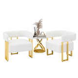 STHOUYN Modern White Accent Chair Set of 2, Boucle Barrel Chairs Set of 2, Arm Chairs for Living Room Bedroom (2, White) STHOUYN