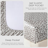 FreshCulture Satin Sheets Full Size - 4 Piece Luxury Soft Silky Full Size Bed Sheets, Similar to Silk Bed Sheet Set with 1 Deep Pocket Fitted Sheet, 1 Flat Sheet & 2 Pillowcases (Leopard) FreshCulture