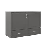 AFI Hamilton Full Murphy Bed Chest with Mattress, Storage, and Built-in Charger in Grey AFI