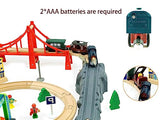 Battery Operated Train for Wooden Track, 3Pcs Train Toy Set for 3 4 5+Years Old Boy Girl Toddlers, Motorized Train Accessories Electric Train Compatible with Thomas & Friends, Brio and Chuggington Z MAYABBO
