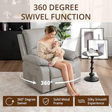 zzlay 360° Swivel Rocking Leather Recliner Chair for Adults, Overstuffed Manual Recliner with Spring Cushion, Glider Rocking Nursery Single Sofa with Side Pockets for Living Room, Beige zzlay
