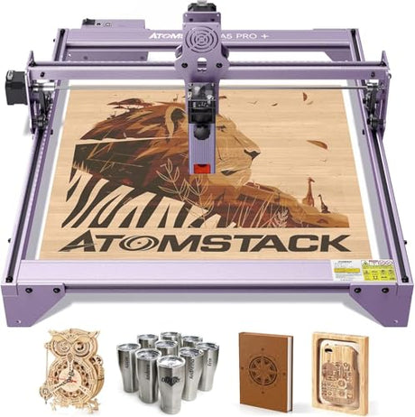 ATOMSTACK A5 Pro Desktop Laser Engraver, 5W Ultra-Fine Compressed Spot Laser Engraving & Cutting Machine with All-Metal Frame, Fixed Focus, for Wood, Metal, Acrylic, Leather & DIY Craft Projects ATOMSTACK