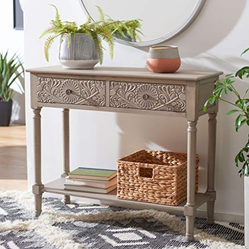 SAFAVIEH Home Collection Josie Greige 2-Drawer Console Table SAFAVIEH