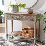 SAFAVIEH Home Collection Josie Greige 2-Drawer Console Table SAFAVIEH