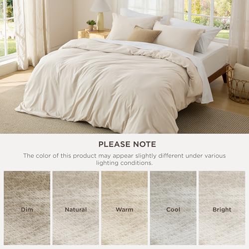 Bedsure Textured Duvet Cover Queen Size - Cotton-Like Polyester Jacquard Duvet Cover Set for All Seasons - 3 Pieces Ultra Soft Bedding Set with 2 Pillow Shams, NO Comforter (Beige, Queen, 90"x90") Bedsure