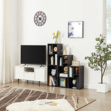 VECELO 4-Tier Slim Bookcase, Modern Storage Cabinet, Slim Bookshelf, Fits Tallest Hardcover, 5 Cubes, Vertical or Horizontal, Easy Assembly, Black VECELO