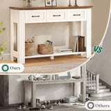 ANGRYWIN 47" Farmhouse Console Table with 3 Drawers, Rustic Entryway Table with Open Shelf, Sofa Tables Behind Couch for Entrance, Living Room, Hallway, White ANGRYWIN