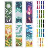 INFUNLY 6PCS Landscape Cross Stitch Bookmark Kit for Adults Mountain Cross Stitch Kits DIY Crossstitch Kits Natural Scenery Stamped Embroidery Bookmark Kit with Instructions for Book Lovers Readers