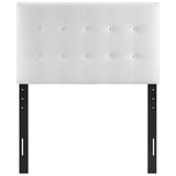 Modway Emily Tufted Button Faux Leather Upholstered Twin Headboard in White Modway