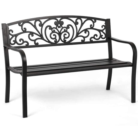 Garden Bench Outdoor Bench Patio Bench for Outdoors Metal Porch Clearance Work Entryway Steel Frame Furniture for Yard FDW