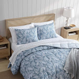 Eddie Bauer - King Comforter Set, Soft Reversible Bedding with Matching Shams, Wildflower Inspired Luxurious Bedding Set with Stripe Reverse (Fern Garden Blue, King) Eddie Bauer
