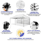 COBIZI 10x20 Canopy with Sidewalls, Heavy duty Party Tent Pop up carpas para fiestas, Tents for Parties, wedding, Outdoor Ez up Foldable Portable Canopy Tent with Wheeled Bag, White(Windproof Upgrade) COBIZI