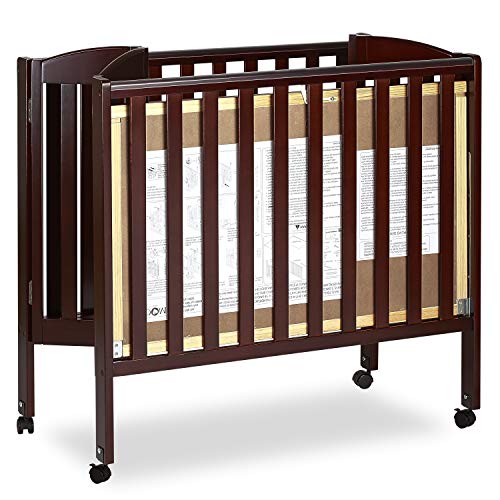 Dream On Me 3 in 1 Portable Folding Stationary Side Crib in Espresso, Greenguard Gold Certified , 41x26x40 Inch (Pack of 1) Dream On Me