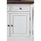 Pemberly Row Farmhouse Wood Kitchen Island with Granite Top in Antique White Pemberly Row