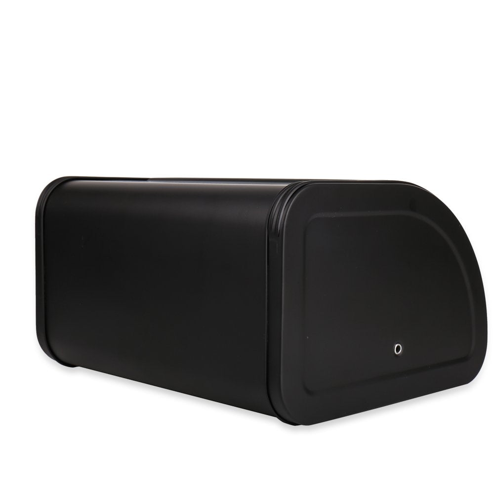 KL X458 Metal Bread Box/Bin/kitchen Storage Containers with Roll Top Lid (Black) KL