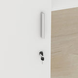 Homsee Modern Reception Desk Counter with 2 Lockable Doors & 6 Storage Compartments, Office Wooden Computer Desk with 2 Cabinets & Adjustable Shelves, White and Brown (70.9”L x 23.6”W x 43.3”H) Homsee